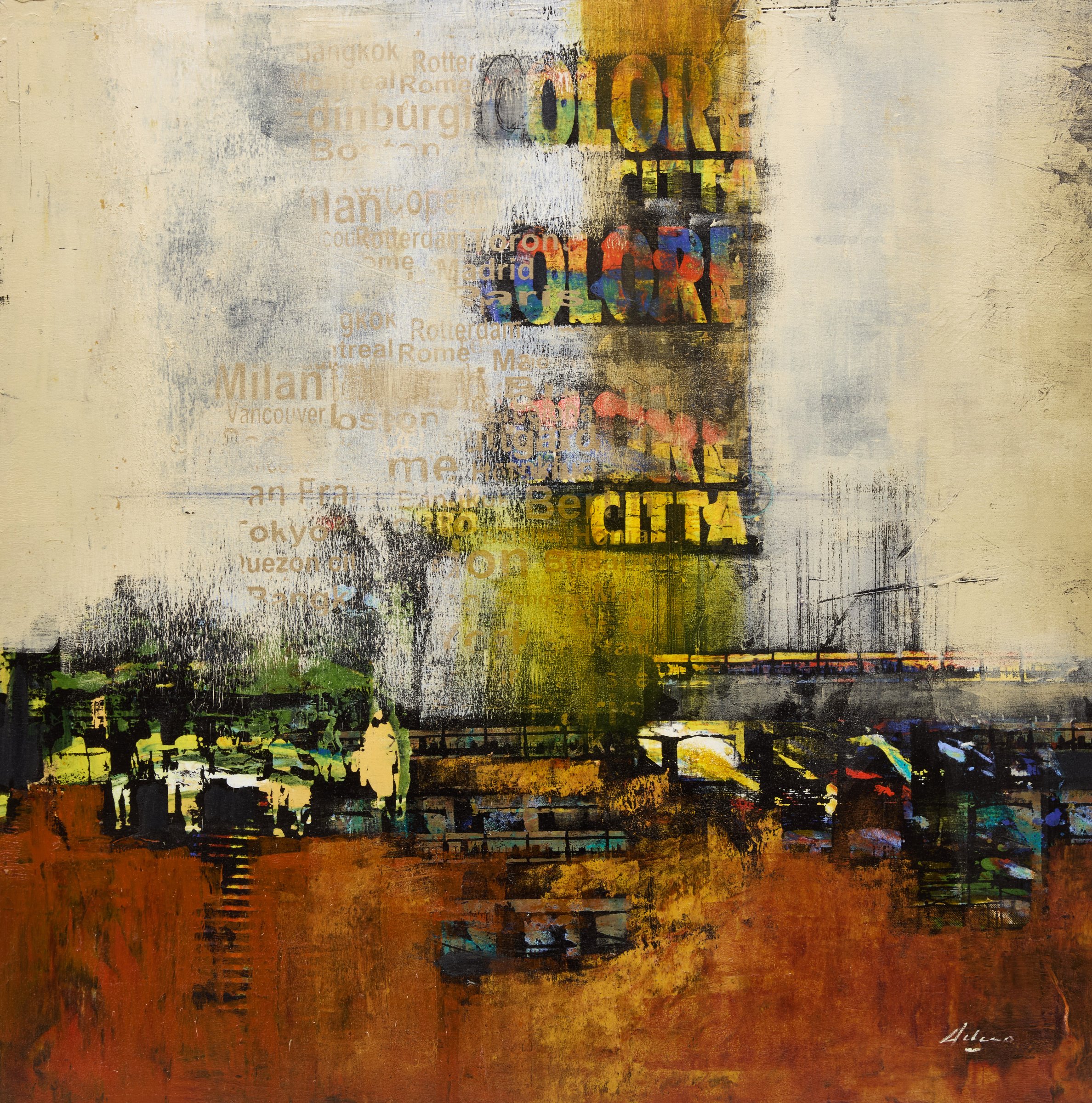 Pietro Adamo, Citta Series (Triptych), three oils on canvas, 2008 - view 5