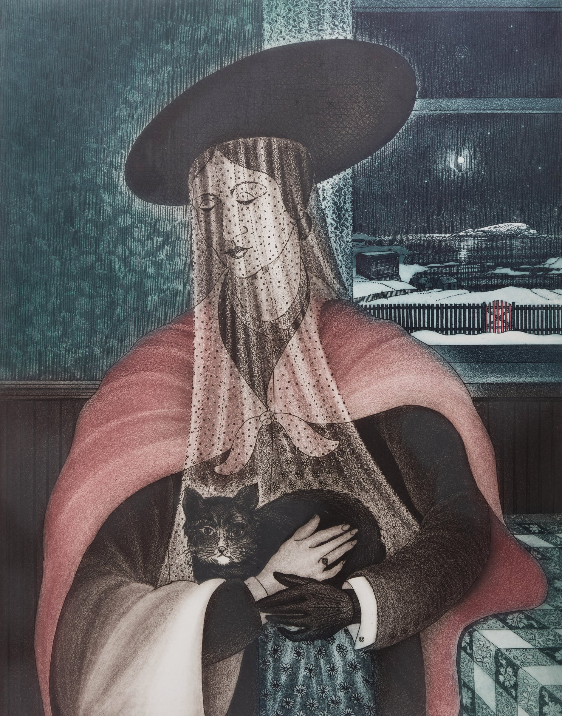 Lone Mummer with Cat by David Lloyd Blackwood