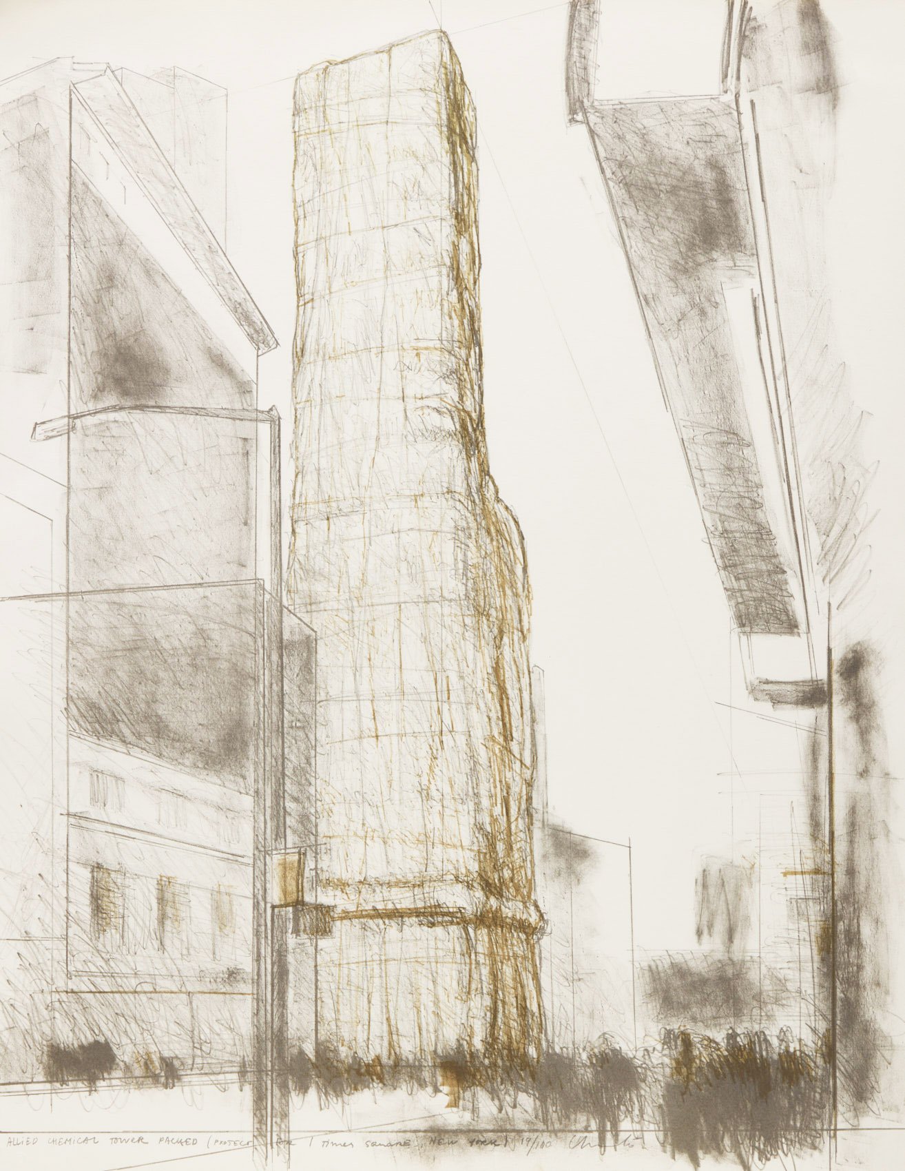Allied Chemical Tower, Packed, Project for 1 Times Square, New York, from (Some) Not Realized Projects (S. and B. 39) by Christo