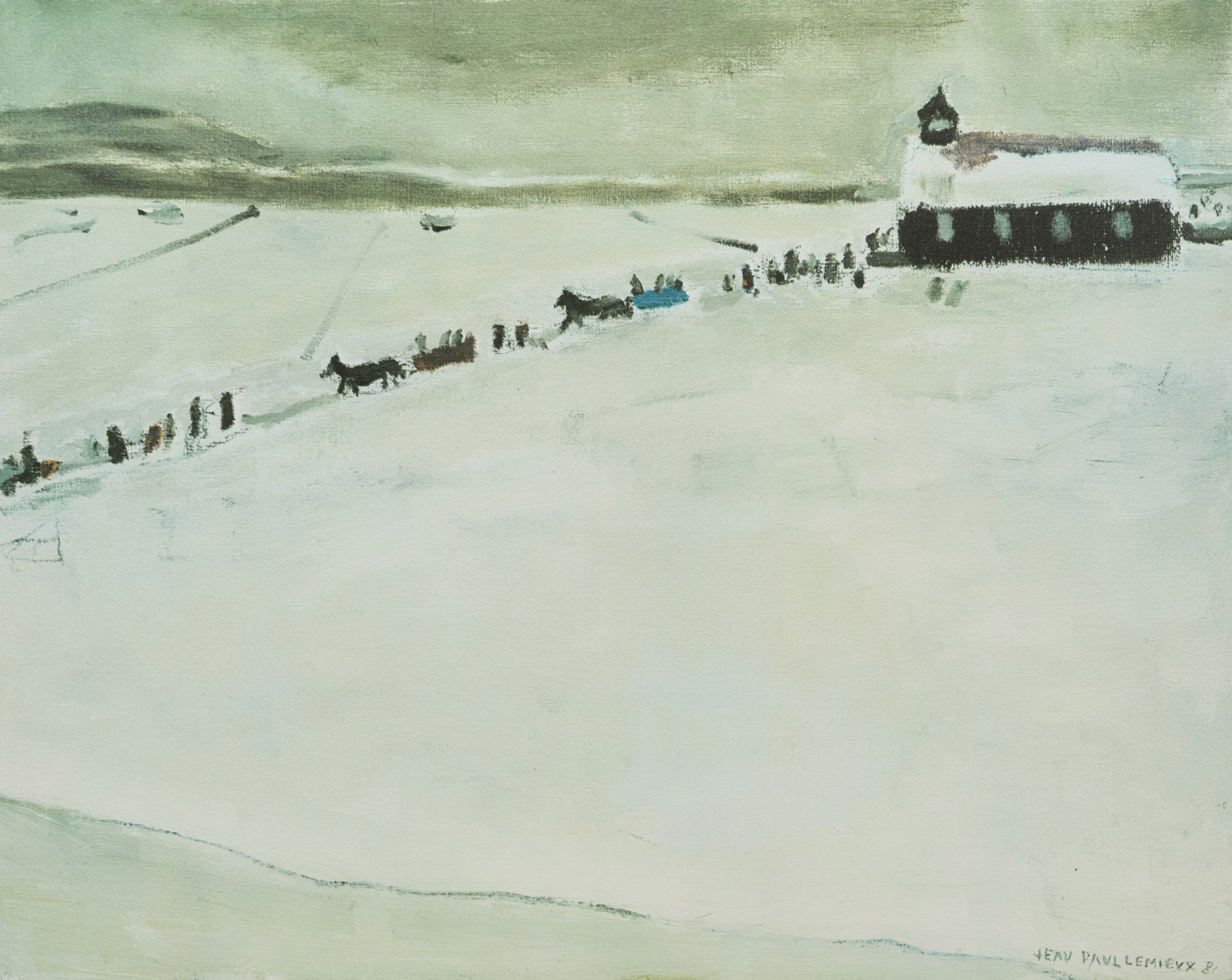 L'Eglise de Péribonka; La traversée de la rivière Péribonka by Jean Paul Lemieux