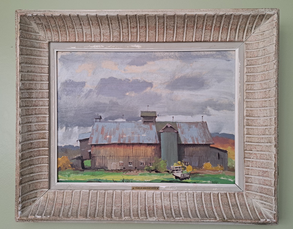 George Franklin Arbuckle, Old Barn Near Knowlton, Quebec, oil on board