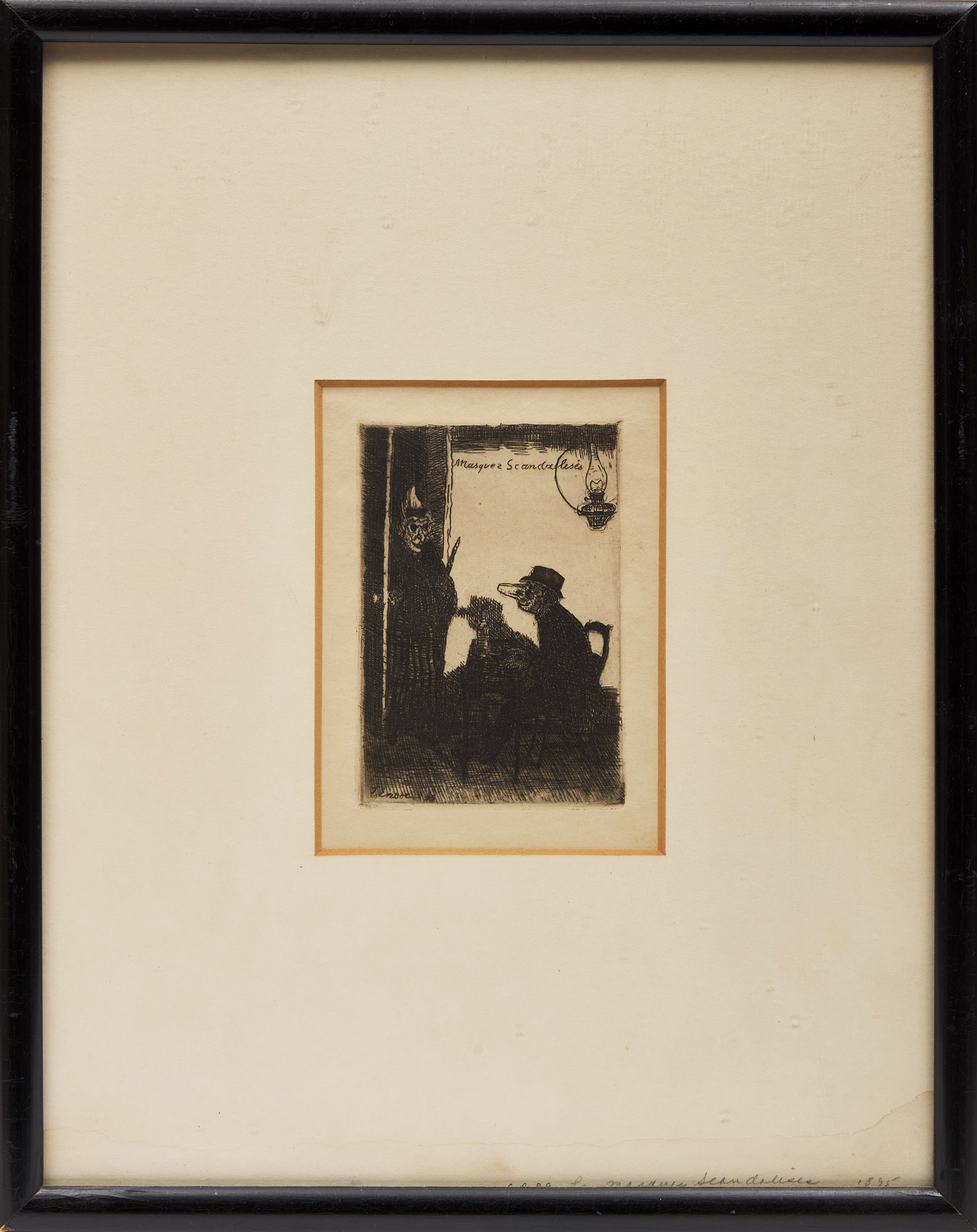 James Ensor, Les masques scandalisés, engraving, 1895 - view 2