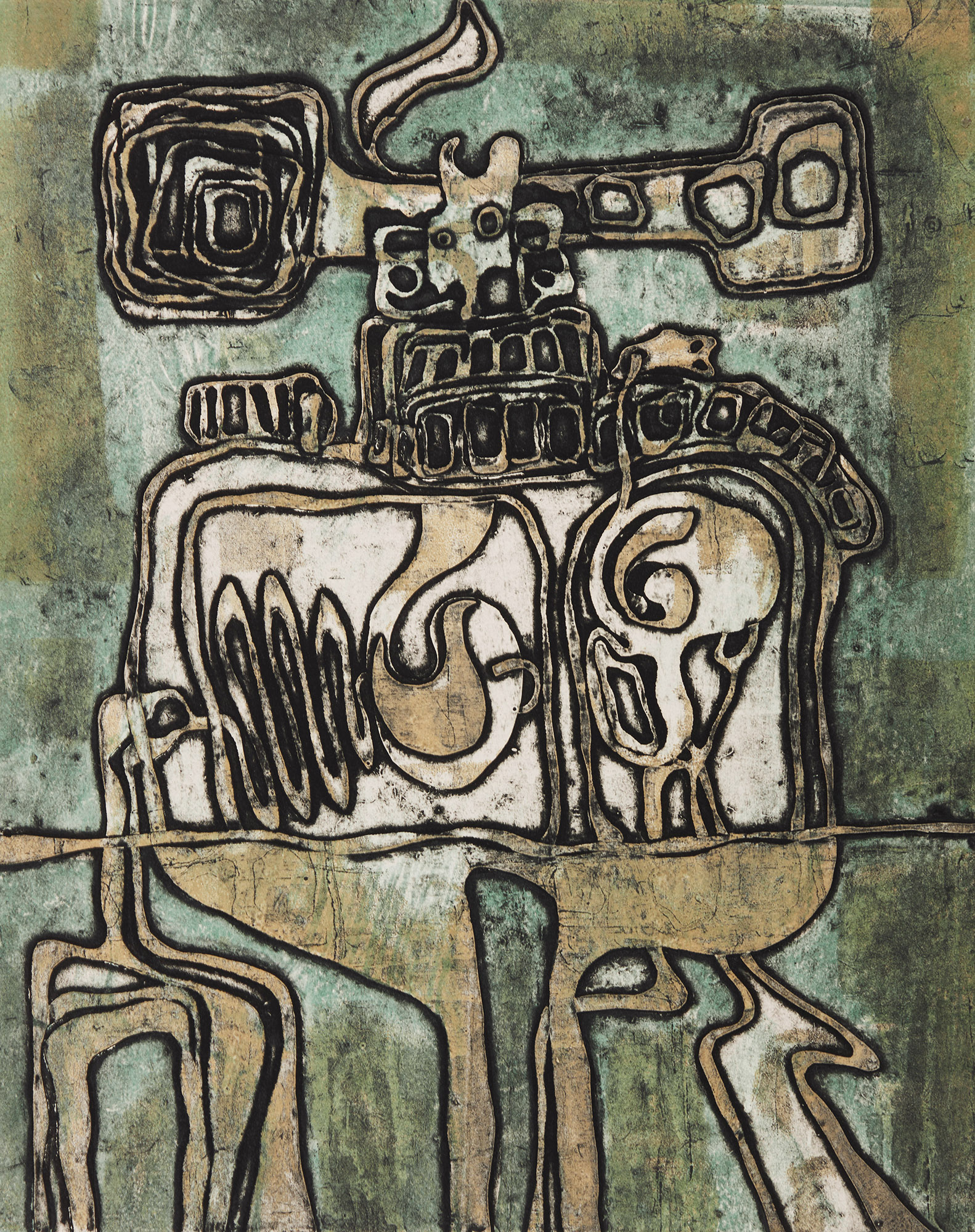 Agata Ostrowska, Ingestion, colour lithograph, 1999