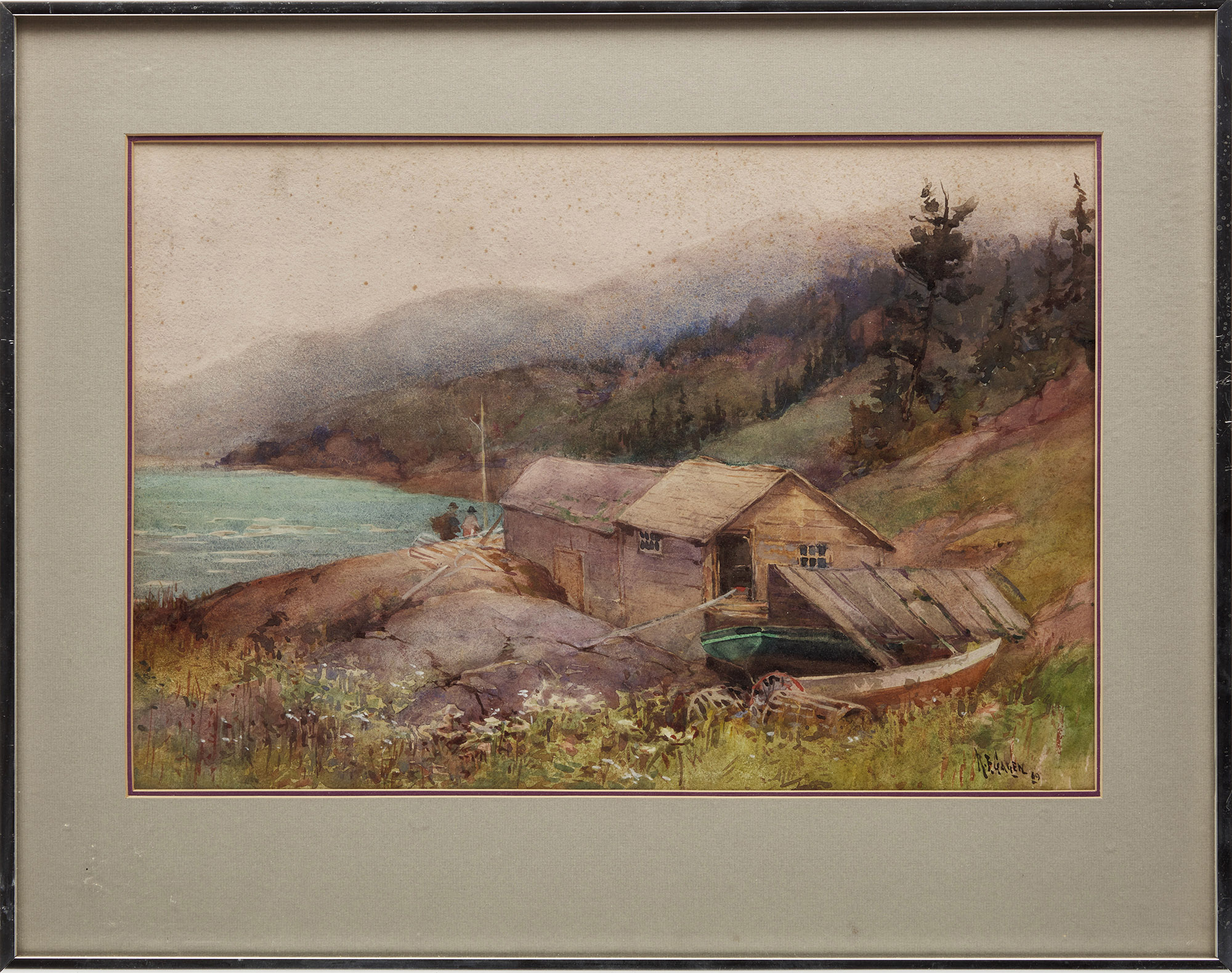 Robert Ford Gagen, Untitled (Boathouse on the Shoreline), 1889, watercolour - view 2