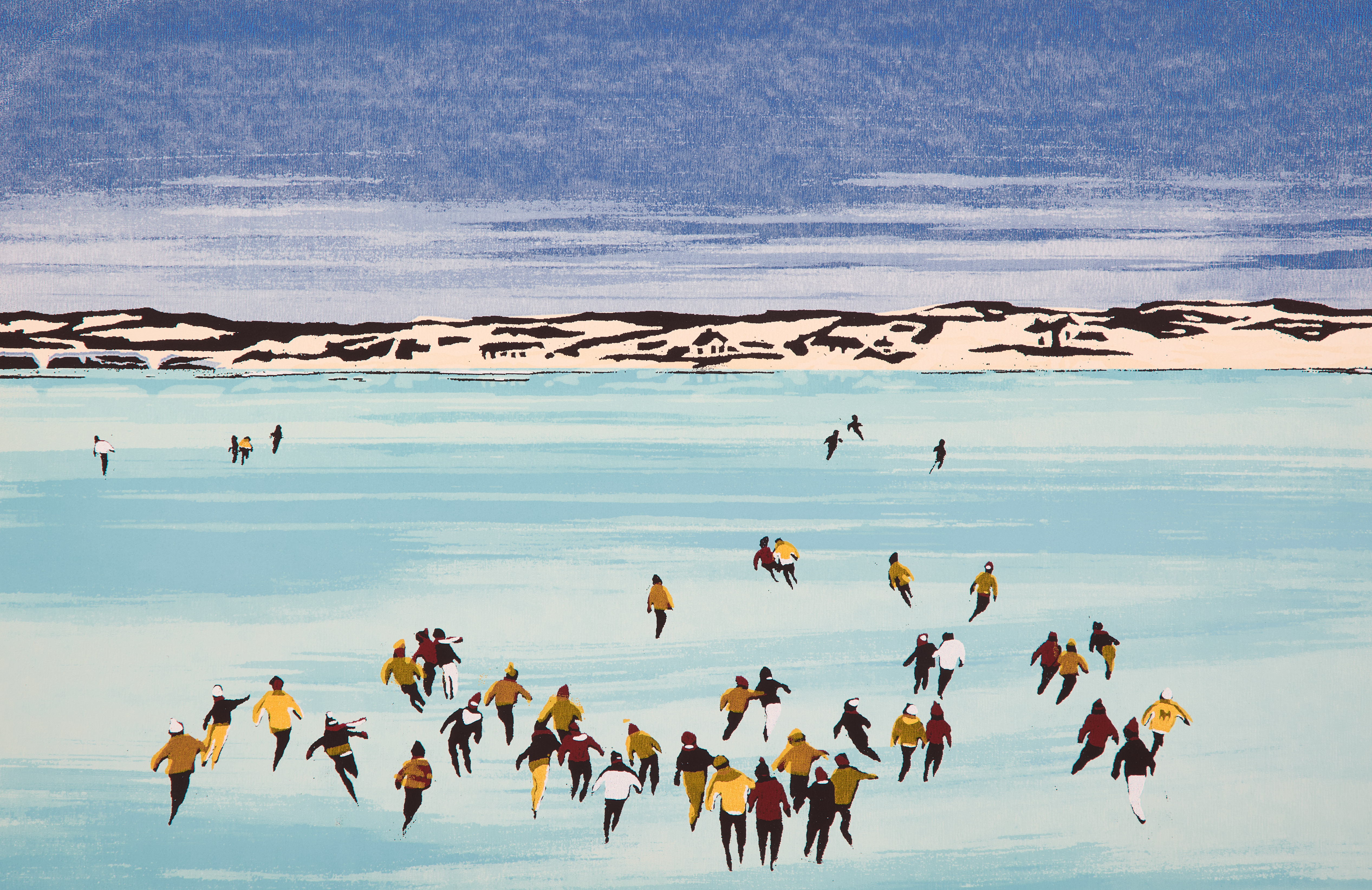 Molly Lamb Bobak, Skaters, original colour silkscreen