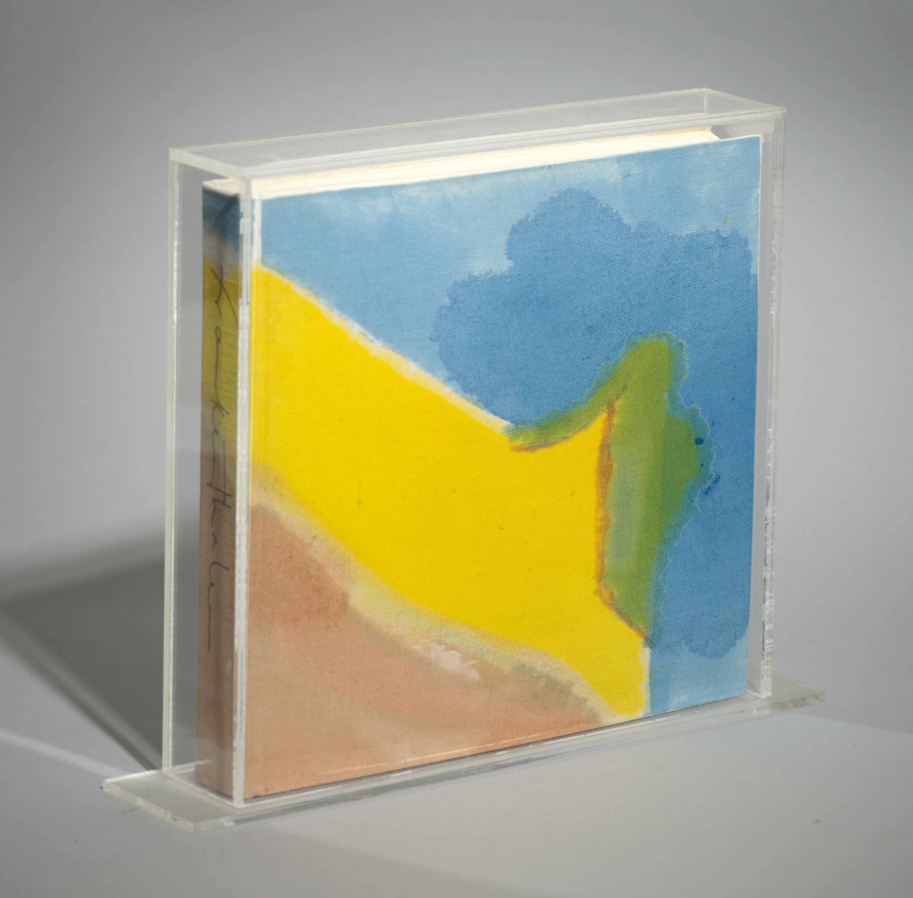 Helen Frankenthaler, Painted Book Cover, 1971, acrylic on canvas bound monograph of the artist, with text by Barbara Rose, designed by Robert Motherwell - view 2