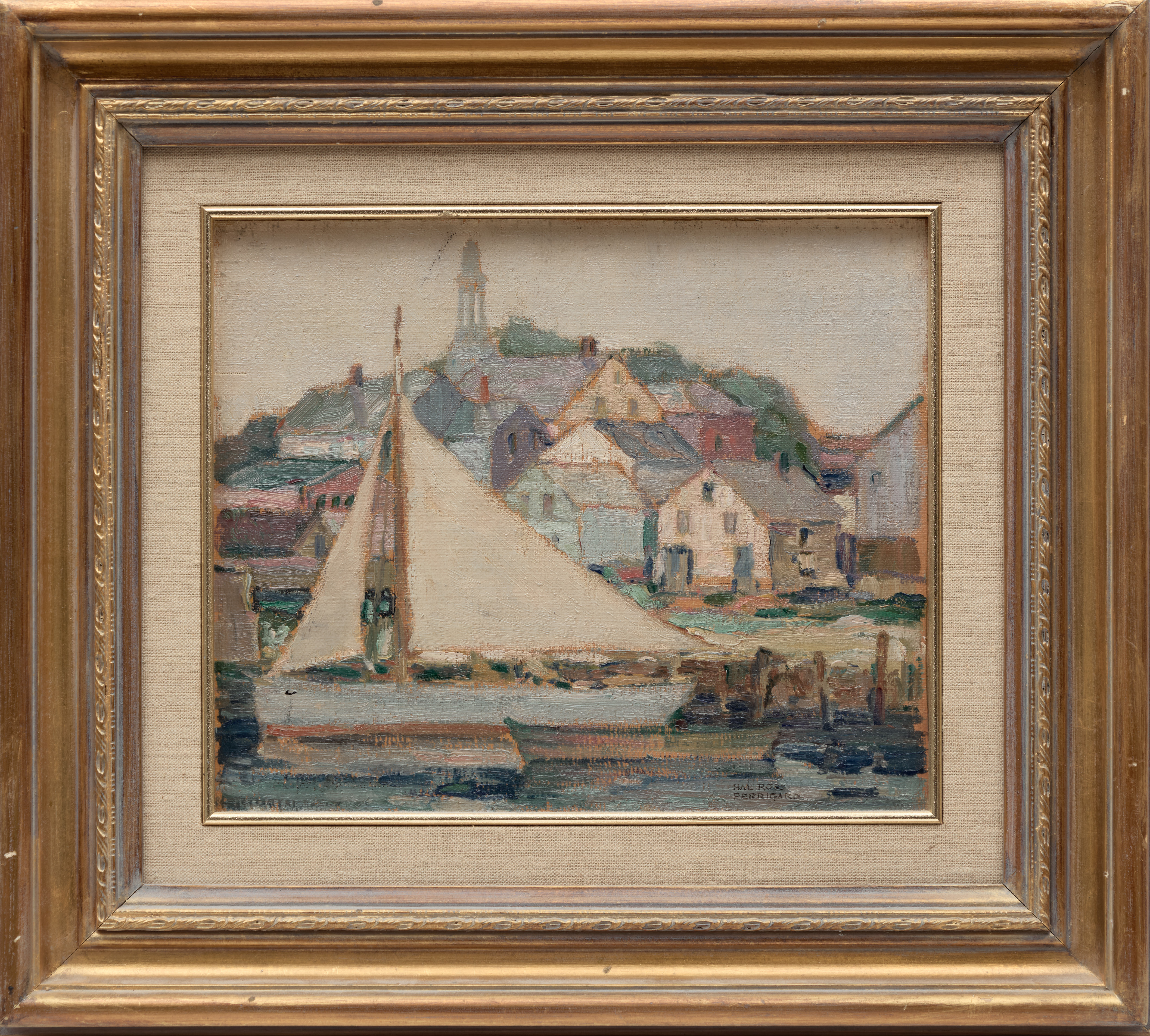 Hal Ross Perrigard, Gray Morning in Old Harbour, Rockport, Mass., oil on board - view 2