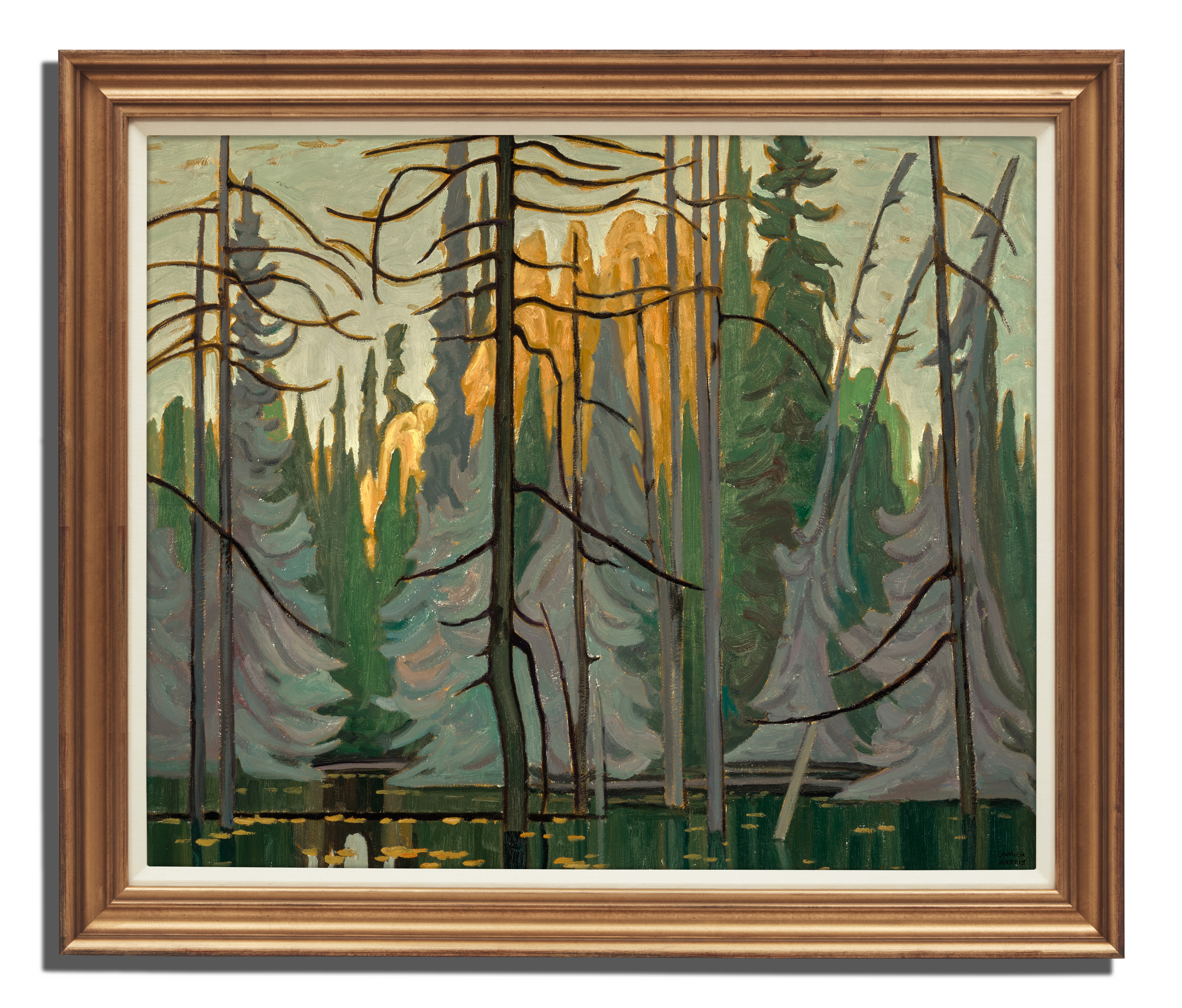 Lawren Stewart Harris, Tamarack Swamp, Algoma, oil on board, circa 1950 - view 2
