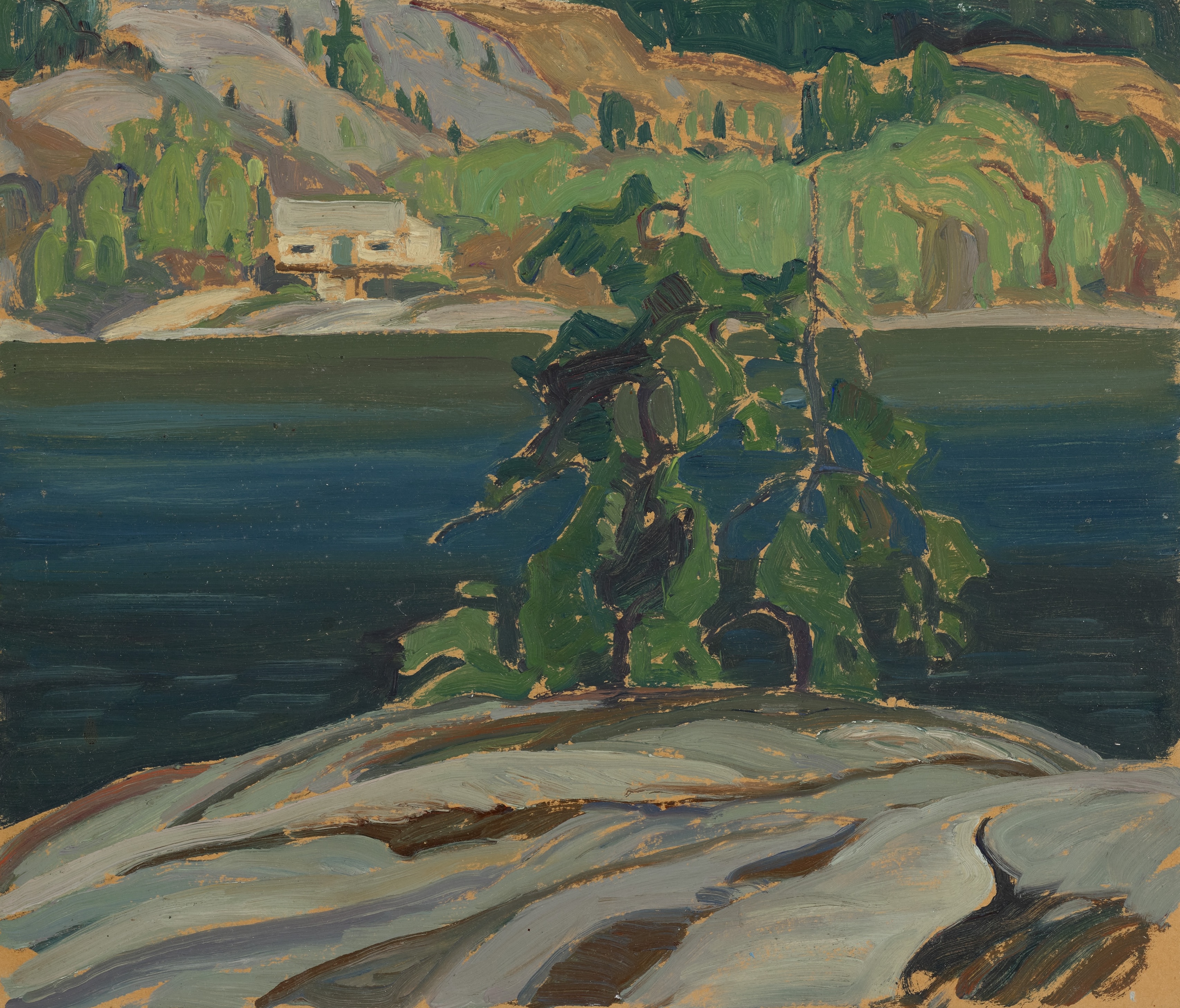 Franklin Carmichael, The Carmichael Family Cottage, oil on pressed paperboard