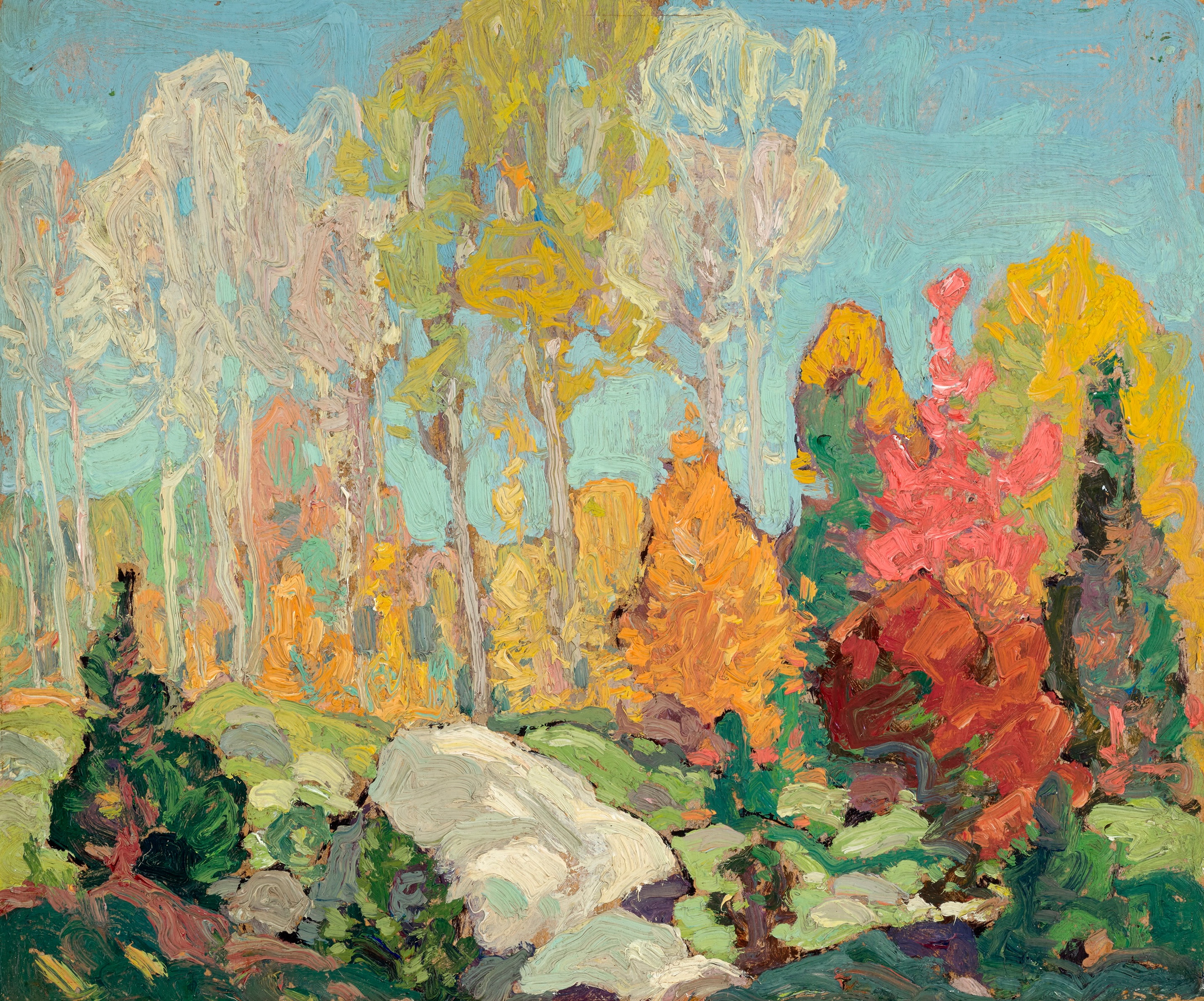 Franklin Carmichael, Autumn Landscape, oil on pressed paperboard panel