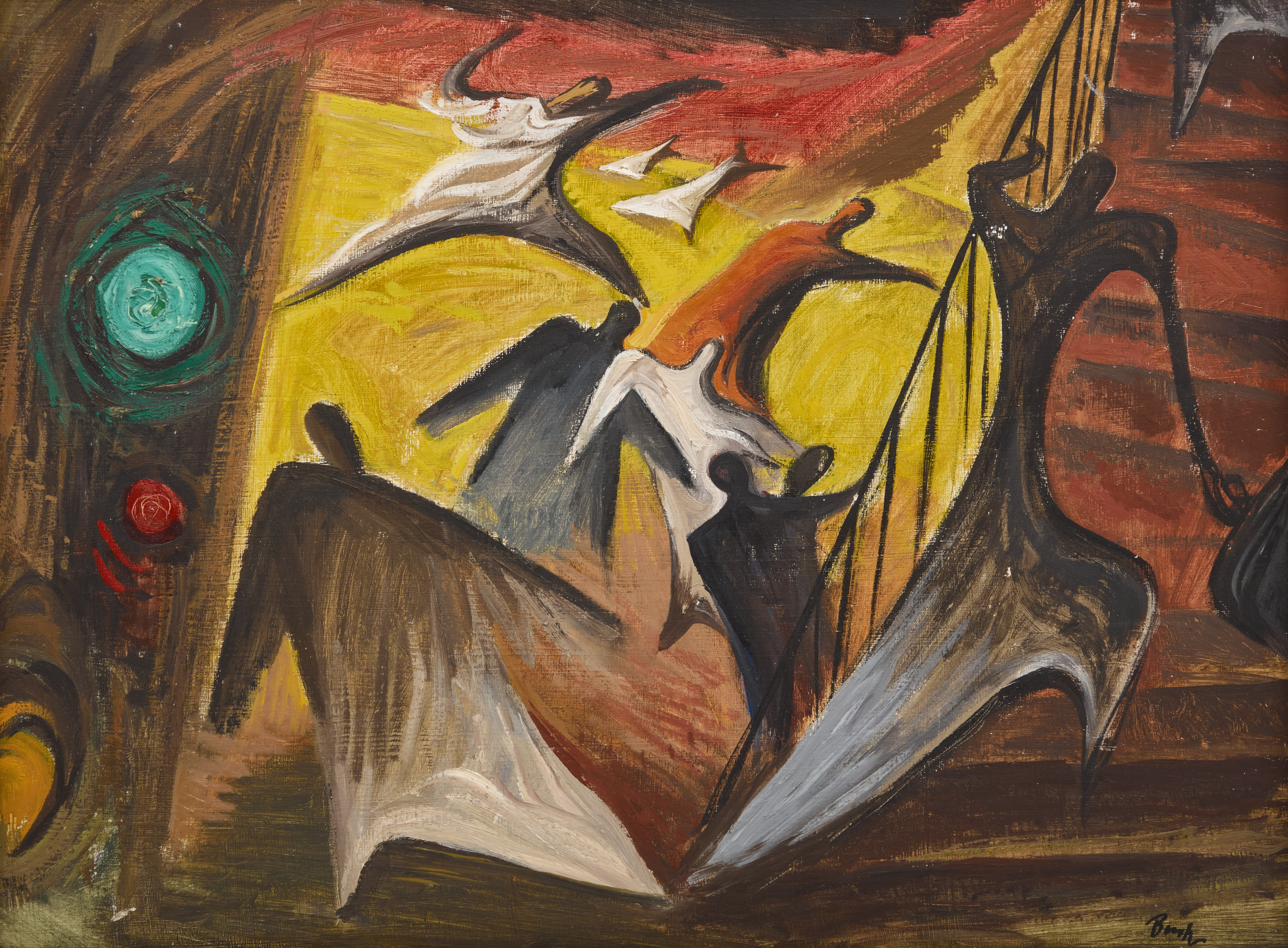 Jack Hamilton Bush, Rushing Home, oil on board