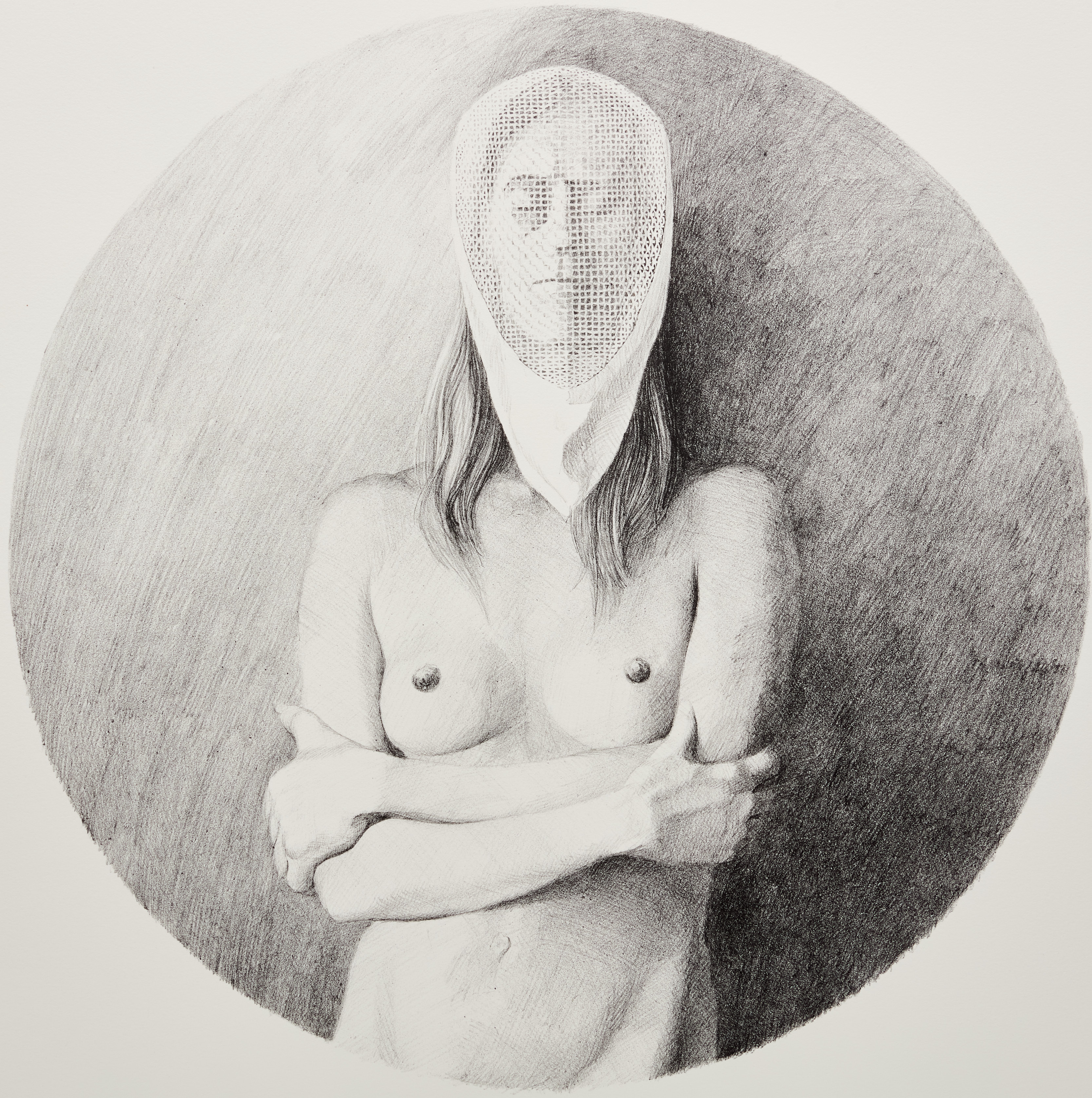 Hugh Seaforth Mackenzie, Girl with a Fencing Mask, lithograph, 1970