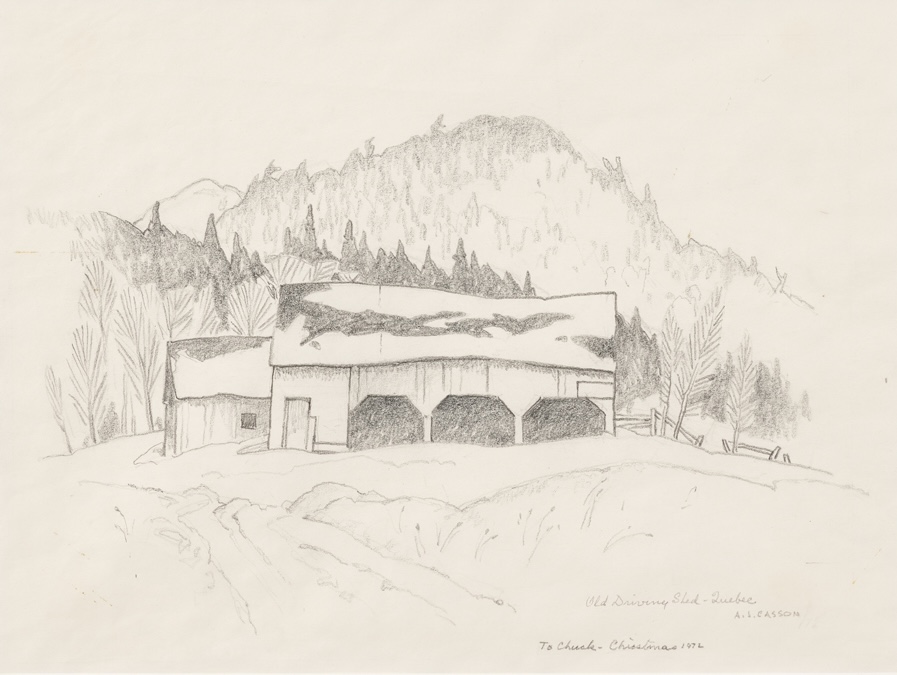 Alfred Joseph Casson, Old Driving Shed, graphite