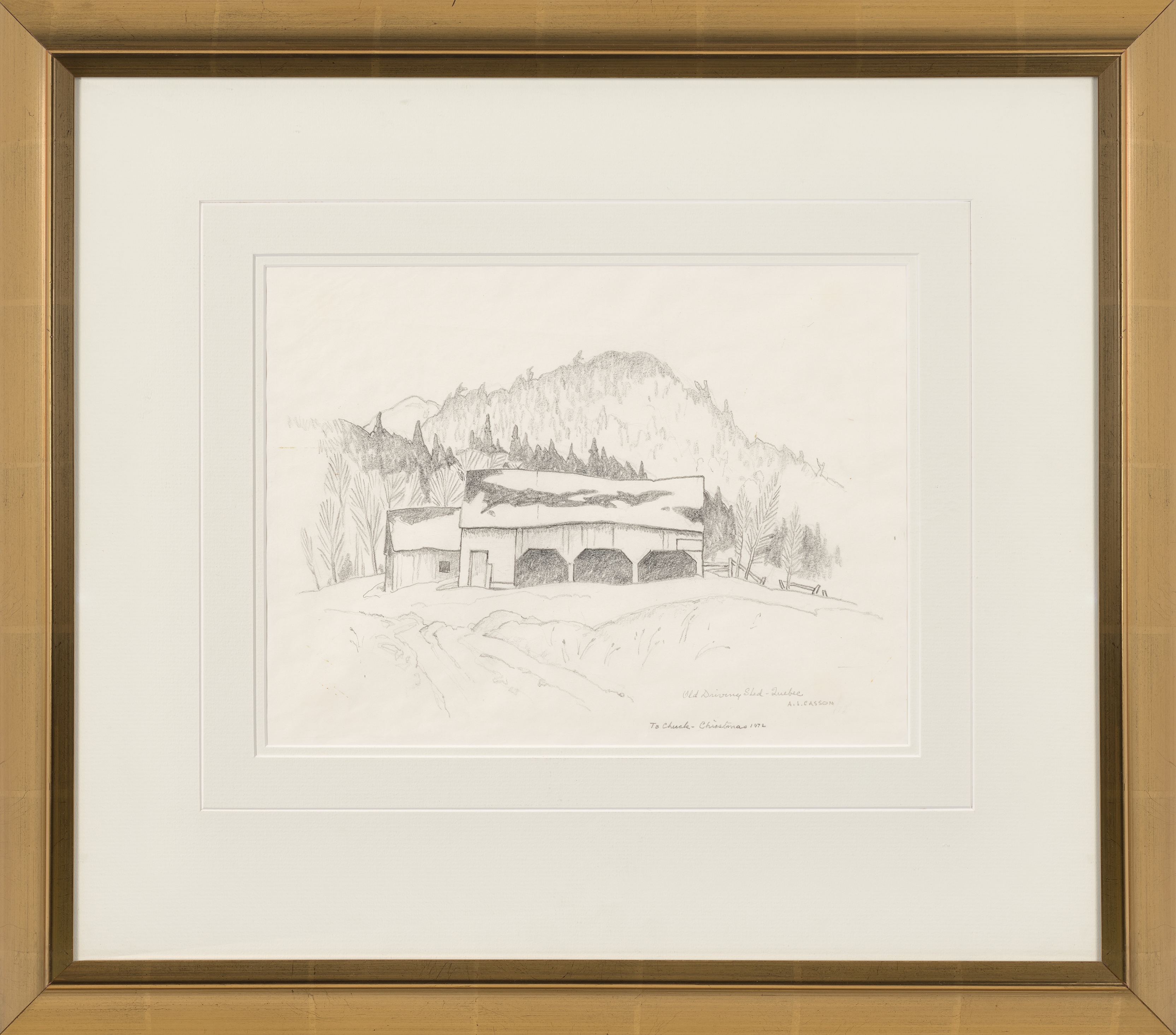 Alfred Joseph Casson, Old Driving Shed, graphite, circa 1972 - view 2