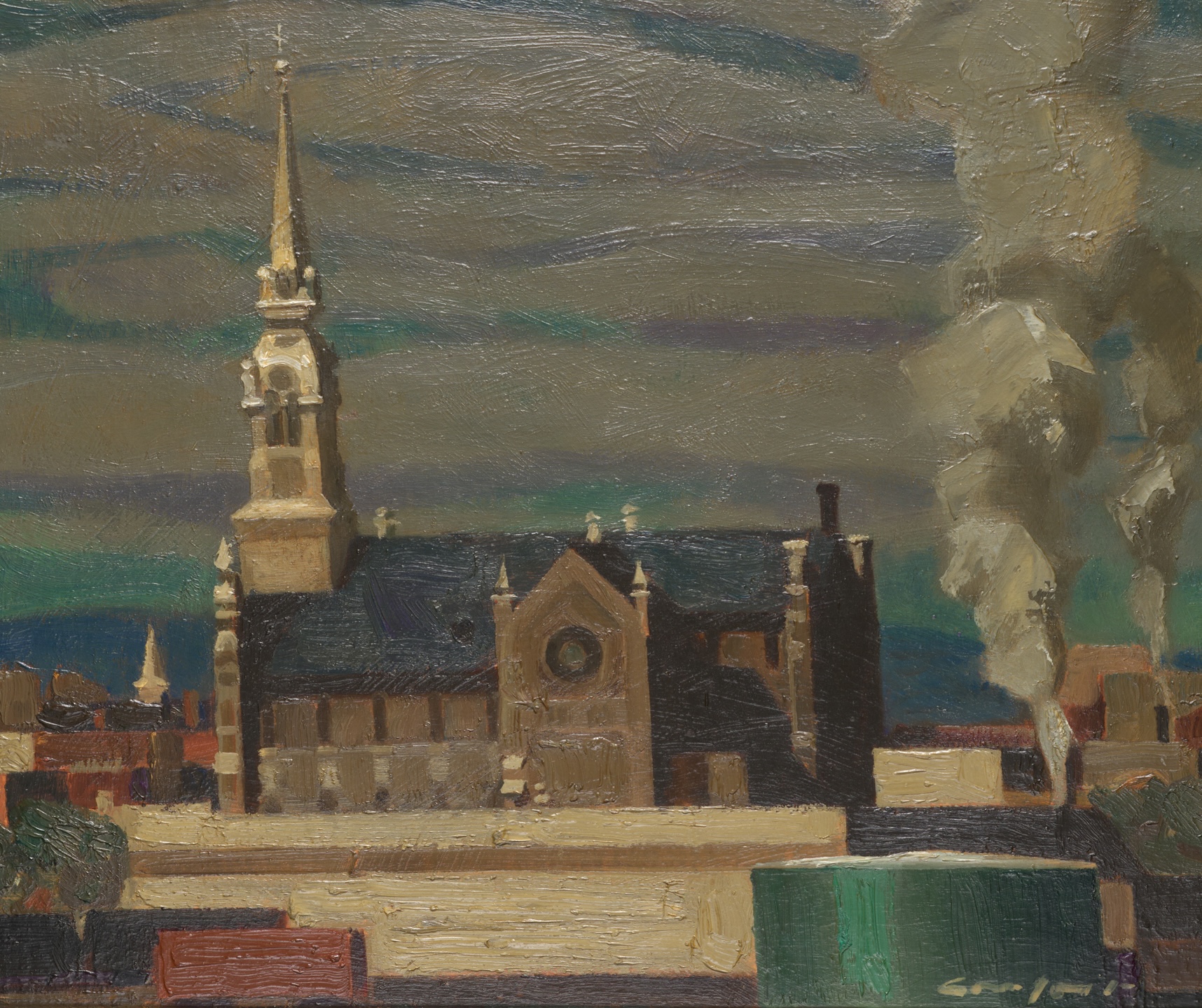 Charles Fraser Comfort, Notre Dame du Hull, oil on board