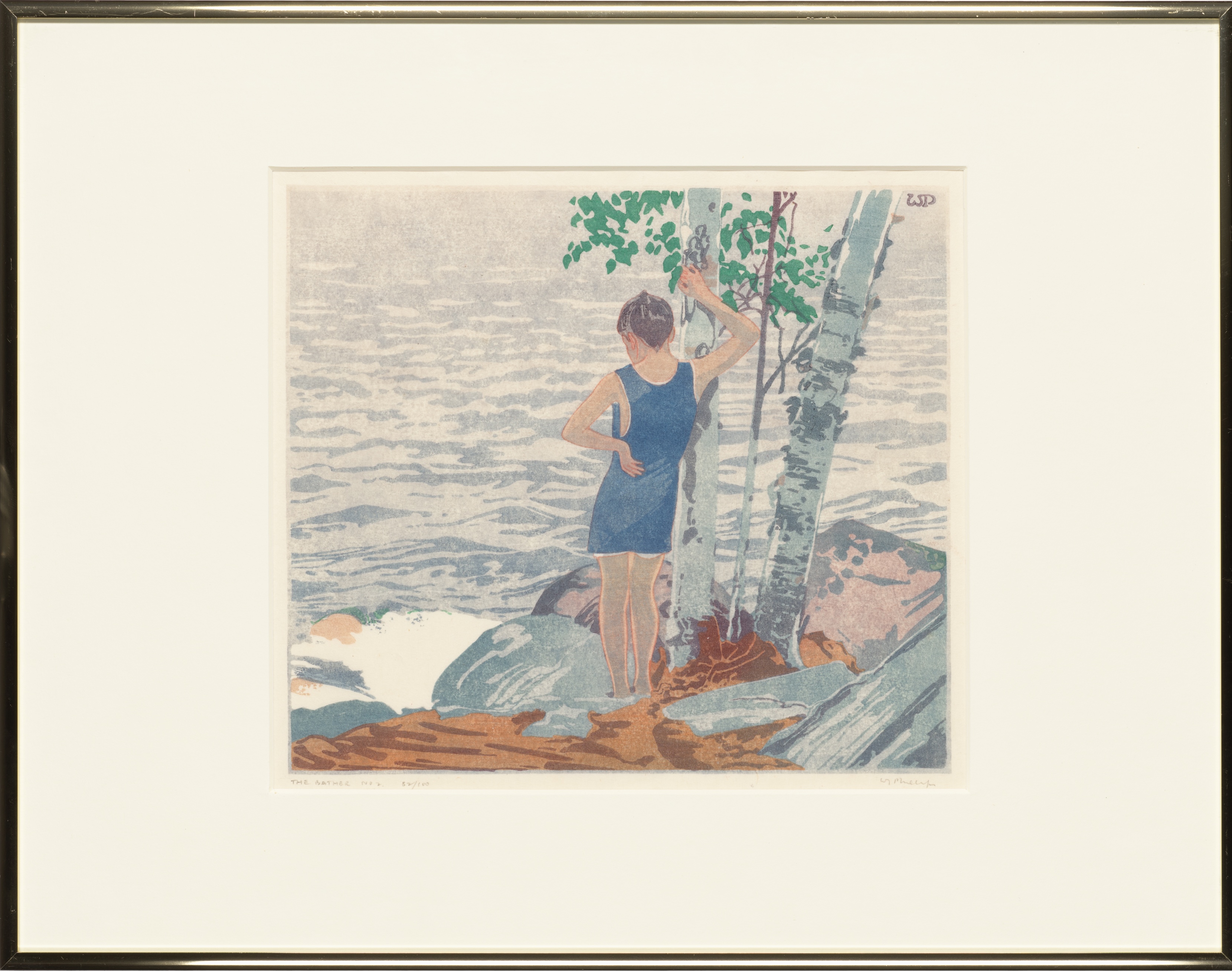 Walter Joseph Phillips, The Bather No. 2, colour woodcut - view 2